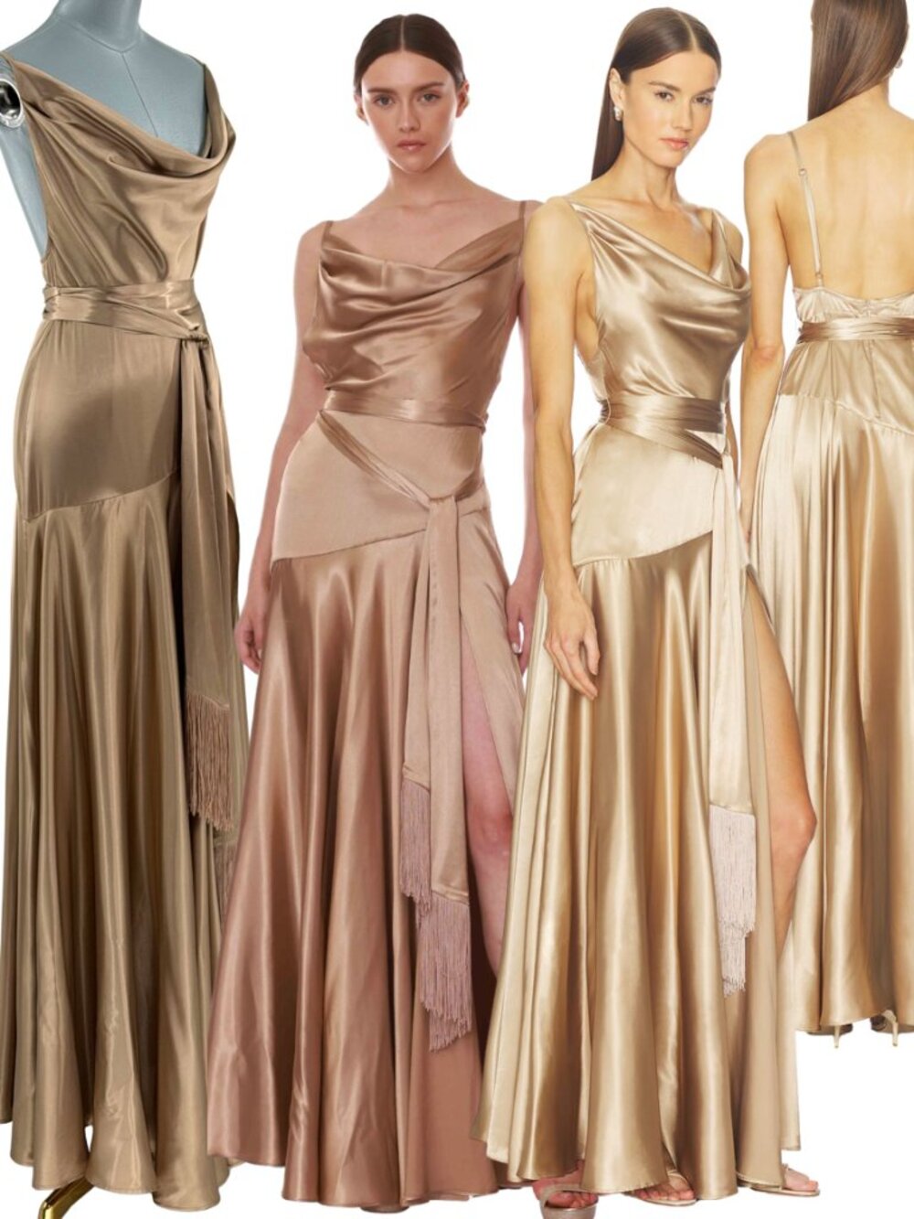 🆕 BRONX & BANCO 🧿 NWOT Leo Caramel Silk-Blend Maxi Dress, Sz M US 6